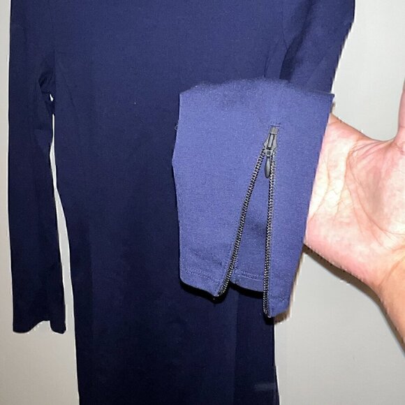 THEORY Kalion Long Sleeve Shift Dress Pryor True Navy Ponte Fabric - size M - Picture 5 of 6
